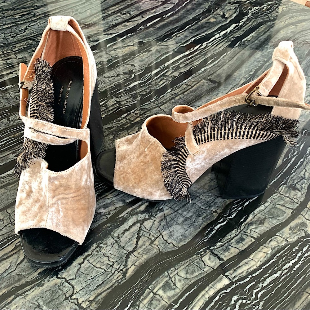 Dries Van Noten Velvet Heeled Sandals